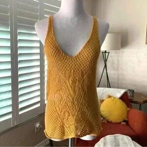 F21 mustard crochet tank top